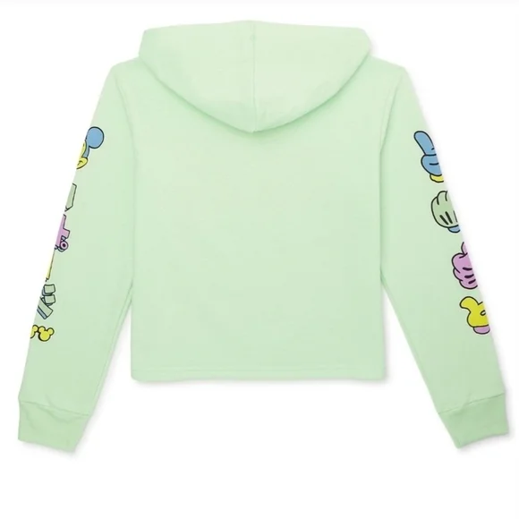 Disney Green Mickey Mouse Cropped Hoodie Sweatshirt - Picture 2 of 9